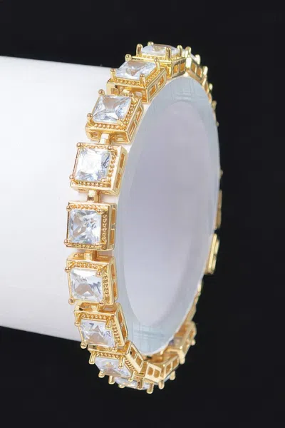 Fashnzfab Cubic Zirconia Bracelet Sleek Modern Look In White