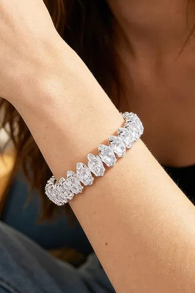 Fashnzfab Cubic Zirconia Crystal Cuff Bracelet In Multi