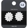 Fashnzfab Cubic Zirconia Floral Crystal Stud Evening Earrings In Metallic