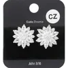 Fashnzfab Cubic Zirconia Floral Stud Evening Earrings In Metallic