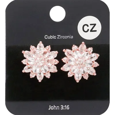 Fashnzfab Cubic Zirconia Floral Stud Evening Earrings In Multi