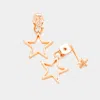 Fashnzfab Cubic Zirconia Metal Star Earrings - Clear, Rose Gold In Gold