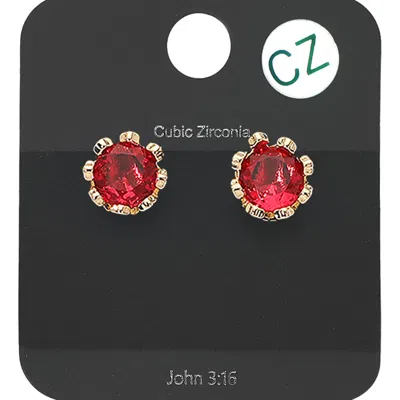Fashnzfab Cubic Zirconia Round Stud Earrings In Gold