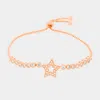 Fashnzfab Cubic Zirconia Star Adjustable Pull Tie Evening Bracelet Clear, Rose Gold In Gold
