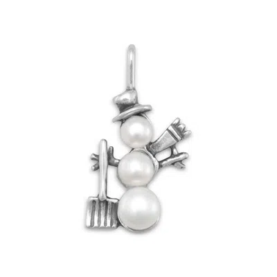 Fashnzfab Cultured Freshwater Pearl Shoveling Snowman Charm In Pattern