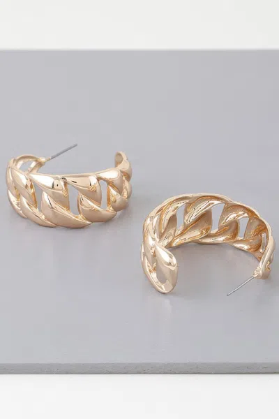 Fashnzfab Curb Braid Chain Hoop Earrings In Gold