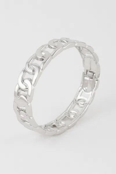 Fashnzfab Curb Chain Cuff Bracelet In Silver