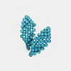 Fashnzfab Curved Crystal Stud Earrings - Blue Zircon, Teal In Blue
