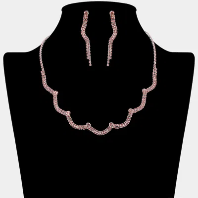 Fashnzfab Curved Rhinestone Paved Necklace In Red