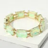 Fashnzfab Cushion Rectangle Stone Stretch Evening Bracelet Light, Mint In Multi