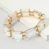 Fashnzfab Cushion Rectangle Stone Stretch Evening Bracelet Light, White In Multi