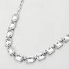 Fashnzfab Cushion Rectangular Stone Cluster Link Evening Necklace - Antique Silver, Clear In Multi