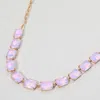 Fashnzfab Cushion Rectangular Stone Cluster Link Evening Necklace - Lavender, Opal In Multi