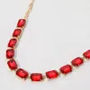 Fashnzfab Cushion Rectangular Stone Cluster Link Evening Necklace - Red In Red