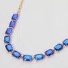 Fashnzfab Cushion Rectangular Stone Cluster Link Evening Necklace In Blue