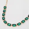 Fashnzfab Cushion Rectangular Stone Cluster Link Evening Necklace In Gold