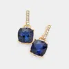 Fashnzfab Cushion Square Stone Dangle Evening Earrings In Blue