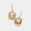 Fashnzfab Cushion Square Stone Dangle Evening Earrings In Gold