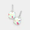 Fashnzfab Cushion Square Stone Dangle Evening Earrings In Metallic