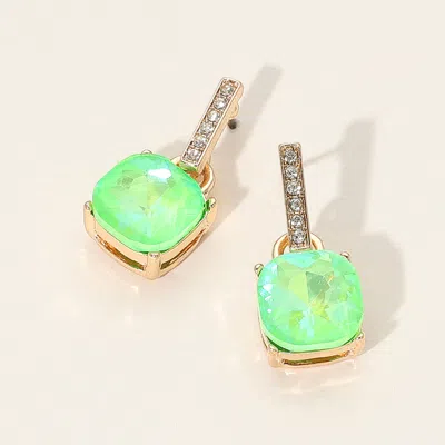 Fashnzfab Cushion Square Stone Dangle Evening Earrings In Multi