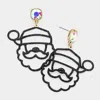 Fashnzfab Cushion Square Stone Glitter Santa Claus Dangle Earrings In Black