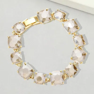 Fashnzfab Cushion Square Stone Link Evening Bracelet - Black Diamond In Multi