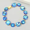Fashnzfab Cushion Square Stone Link Evening Bracelet Ab, Blue In Multi