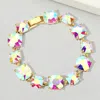 Fashnzfab Cushion Square Stone Link Evening Bracelet Ab, Gold In Multi
