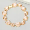Fashnzfab Cushion Square Stone Link Evening Bracelet Gold In Multi