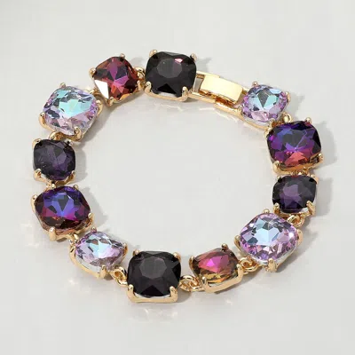 Fashnzfab Cushion Square Stone Link Evening Bracelet In Blue
