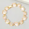 Fashnzfab Cushion Square Stone Link Evening Bracelet Gold In Gold
