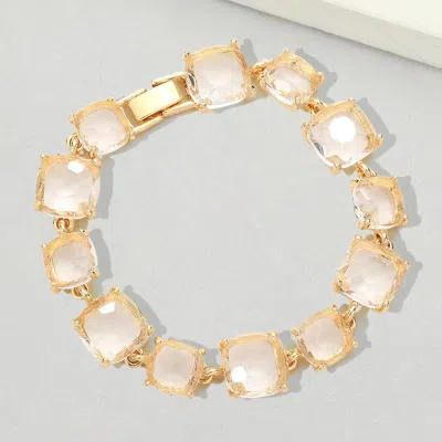 Fashnzfab Cushion Square Stone Link Evening Bracelet Gold