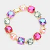 Fashnzfab Cushion Square Stone Link Evening Bracelet Multi In Multi