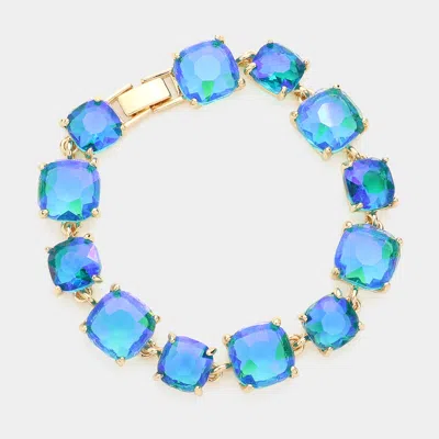 Fashnzfab Cushion Square Stone Link Evening Bracelet In Multi
