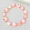 Fashnzfab Cushion Square Stone Link Evening Bracelet In Pink