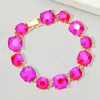 Fashnzfab Cushion Square Stone Link Evening Bracelet In Pink