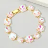 Fashnzfab Cushion Square Stone Link Evening Bracelet White In White