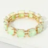 Fashnzfab Cushion Square Stone Stretch Evening Bracelet - Mint, Opal In Multi