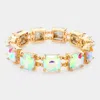 Fashnzfab Cushion Square Stone Stretch Evening Bracelet In Multi