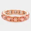 Fashnzfab Cushion Square Stone Stretch Evening Bracelet Peach In Pink