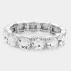 Fashnzfab Cushion Square Stone Stretch Evening Bracelet Silver In Silver