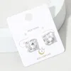 Fashnzfab Cushion Square Stone Stud Evening Earrings In Multi