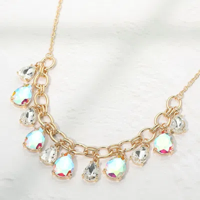 Fashnzfab Cushion Teardrop Cluster Drop Station Necklace In Multi
