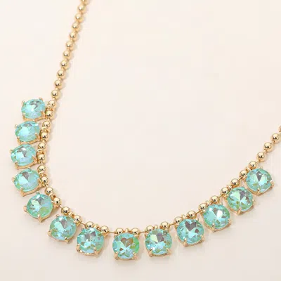 Fashnzfab Cushion Teardrop Round Stone Link Evening Necklace In Blue