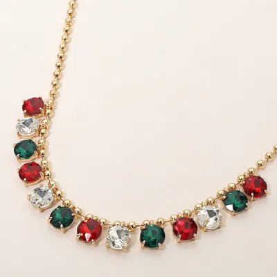 Fashnzfab Cushion Teardrop Round Stone Link Evening Necklace In Multi