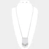 Fashnzfab Cut Faux Leather Pendant Long Necklace In Metallic
