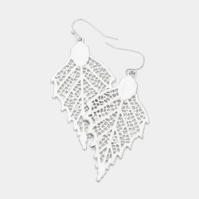 Fashnzfab Cut Out Detailed Metal Leaf Dangle Earrings In Metallic