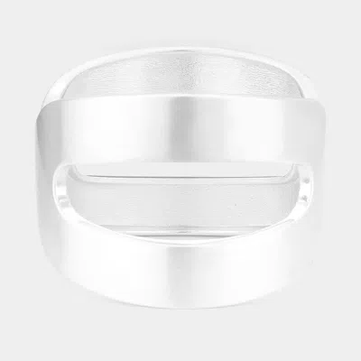 Fashnzfab Cut Out Metal Hinged Bracelet Matte Silver