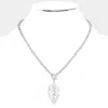 Fashnzfab Cut Out Metal Leaf Pendant Toggle Necklace In Multi