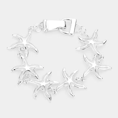 Fashnzfab Cut Out Metal Starfish Link Magnetic Bracelet Silver In Metallic